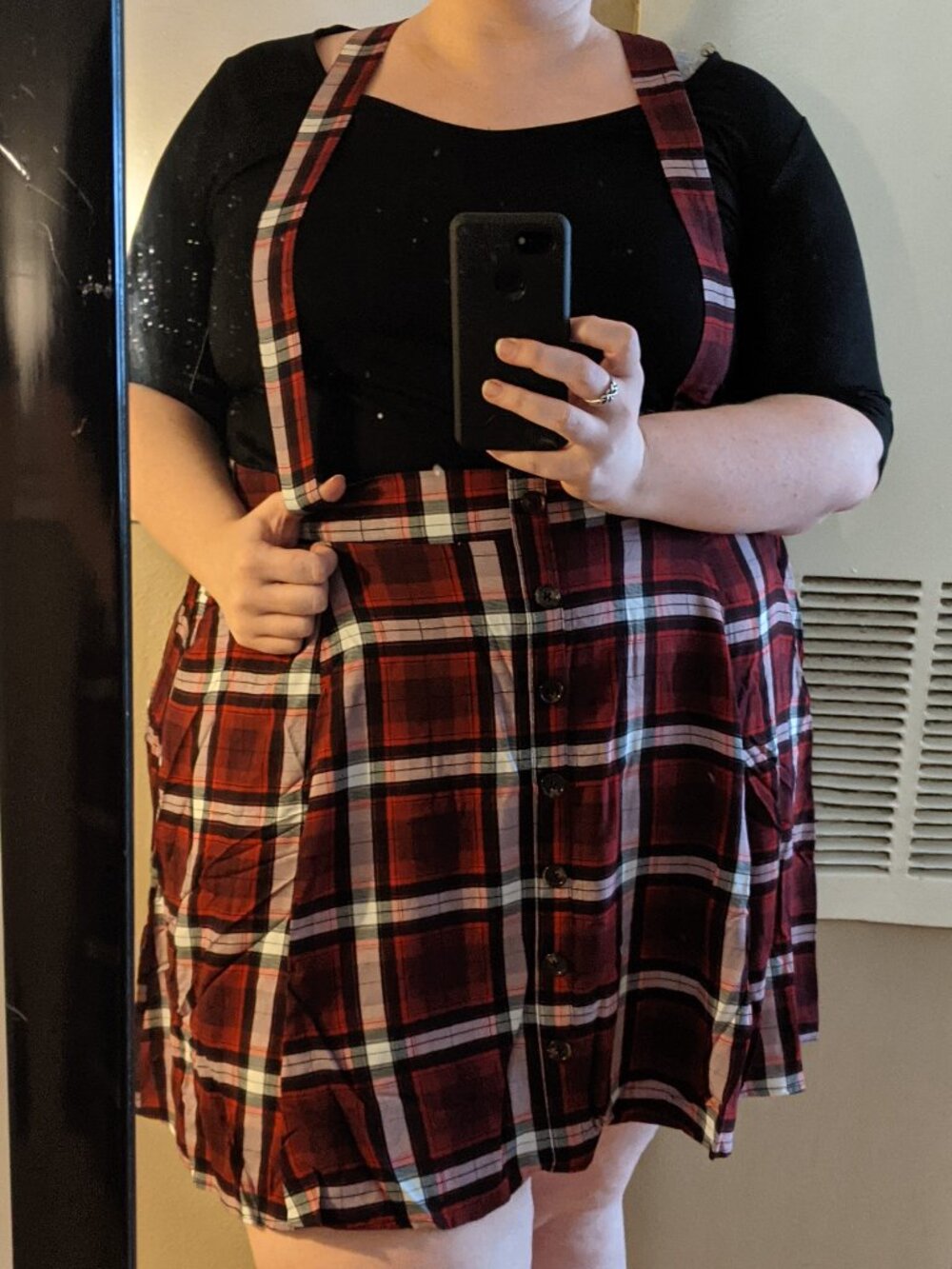 Red Plaid Torrid Skirtall, Size 3